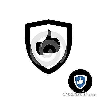 Shield with like hand thumbs up icon Vector Illustration