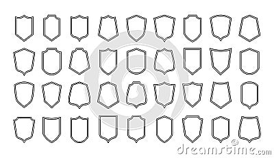 Shield line badges. Blank emblems template for sport club, military and security coat of arms. Vector heraldic elements Vector Illustration
