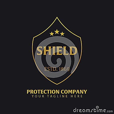 Shield logo. Protection company. Security. Guardian. Vector illustration. Cartoon Illustration