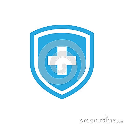 Shield with medical cross sign vector icon Vector Illustration