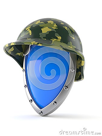 Shield with military helmet Stock Photo