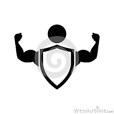 Shield and muscle icon â€“ vector Stock Photo