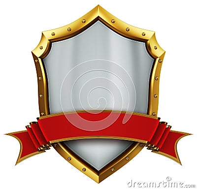 Shield and ribbon Stock Photo