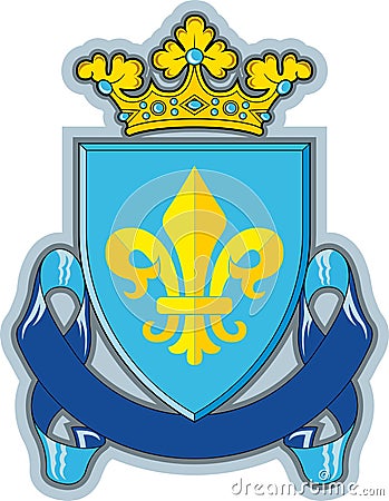 Shield, Ribbons, Crown ,Heraldry fleur-de-lys Vector Illustration