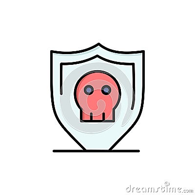 Shield, Security, Secure, Plain Flat Color Icon. Vector icon banner Template Vector Illustration