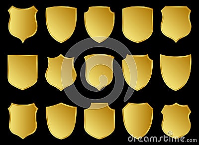 Shield Shape with Golden and Silver Gradient. Sheild security and guarantee safe and elegeant symbol vector design element and sha Vector Illustration