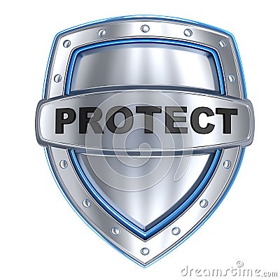 Shield and sign protect Stock Photo