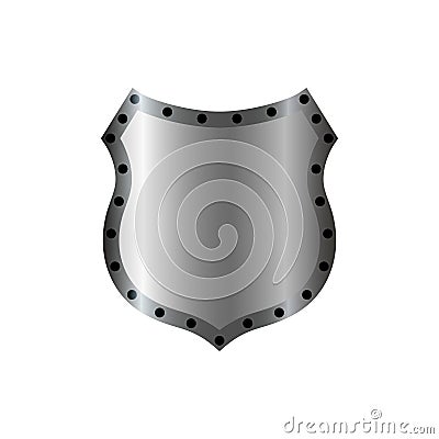 Shield silver gray icon shape emblem Vector Illustration