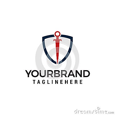 Shield Sword Guardian Logo Template Vector Illustration