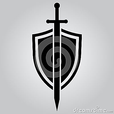 Shield and sword. Vector icon Vector Illustration