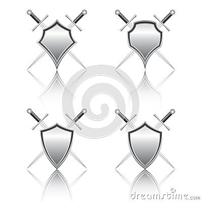 Shield and sword icons Vector Illustration