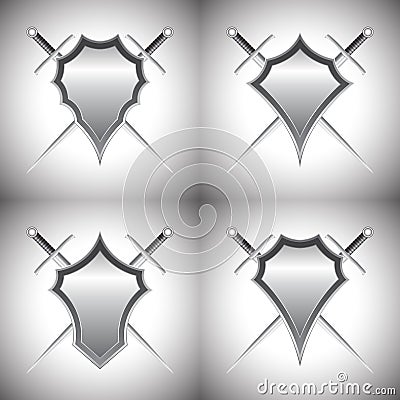 Shield and sword icons Vector Illustration