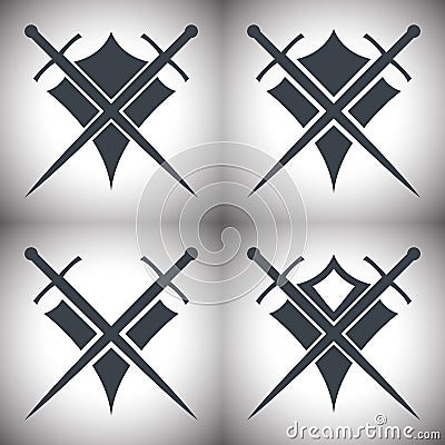 Shield and sword icons Vector Illustration