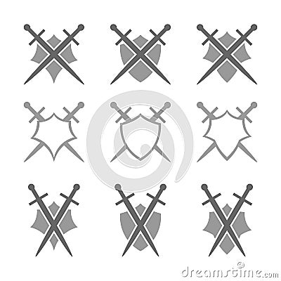 Shield and sword icons Vector Illustration