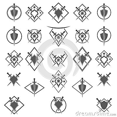 Shield and sword icons Vector Illustration