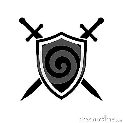 Shield and swords. Vector icon Vector Illustration