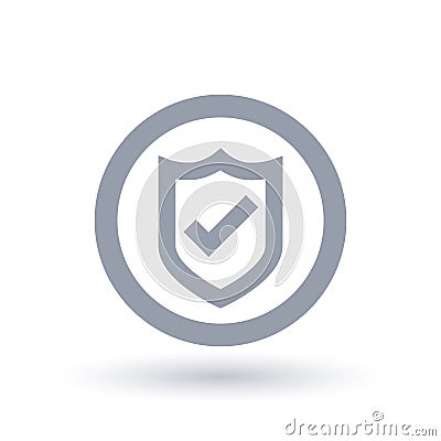 Shield tick icon. Secure badge checkmark symbol. Vector Illustration