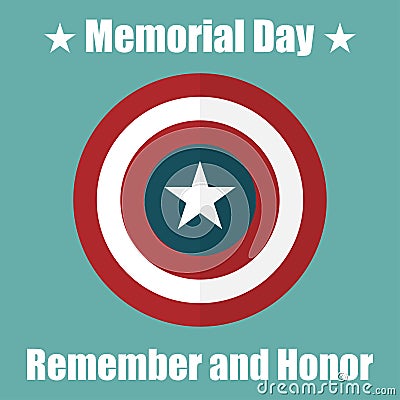 Shield with USA Memorial Day icon. Protect privacy Illustration, badge icon Stock Photo