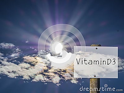 Shield Vitamin D3 German sign Stock Photo