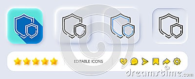 Shields line icon. Privacy secure sign. Neumorphic buttons. Vector Stock Photo
