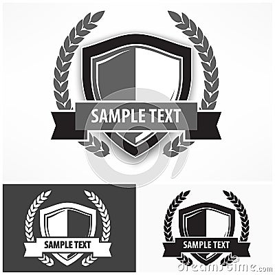 Shields with ribbon and laurel Vector Illustration