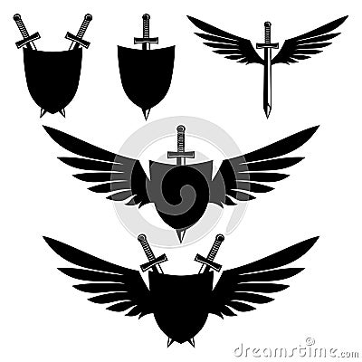 Shields and swords. Vector Illustration