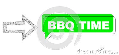 Shifted BBQ Time Green Message Frame and Mesh Carcass Arrow Right Vector Illustration