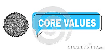 Shifted Core Values Message Balloon and Network Core Icon Vector Illustration