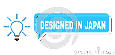 Shifted Designed in Japan Chat Balloon and Linear Light Bulb Icon Vector Illustration