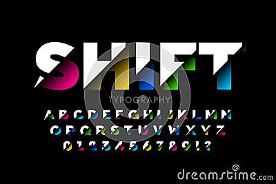 Shifted font modern colorful font Vector Illustration