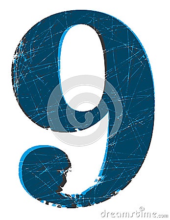 Shifted font.Old scratched number. Stock Photo