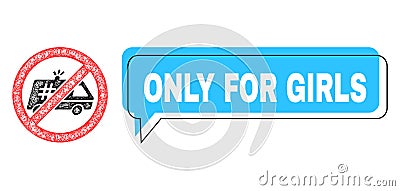 Shifted Only for Girls Speech Balloon and Hatched Stop Jail Police Car Icon Vector Illustration