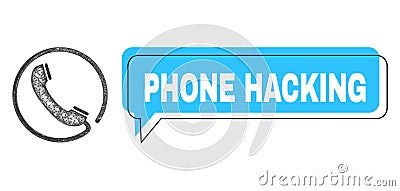 Shifted Phone Hacking Speech Bubble and Linear Phone Icon Vector Illustration