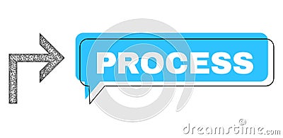 Shifted Process Chat Balloon and Net Mesh Turn Right Icon Vector Illustration