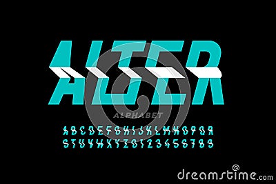 Shifted style modern font Vector Illustration