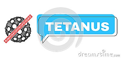 Shifted Tetanus Speech Bubble and Net Remove Microbe Spore Icon Vector Illustration