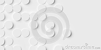 Shifted white circle or cylinder background wallpaper banner pattern with copy space Cartoon Illustration