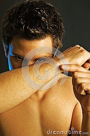 Shifty male Stock Photo