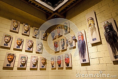 Shigong Opera Masks of Zhuang nationality , China Editorial Stock Photo