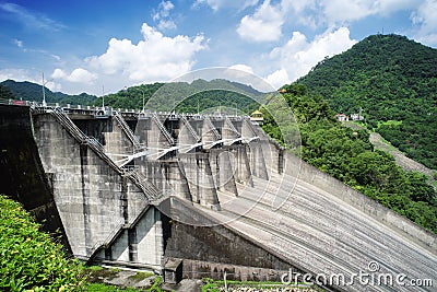 Shihmen Dam in Fuxing or Daxi District, Taoyuan, Taiwan. Stock Photo