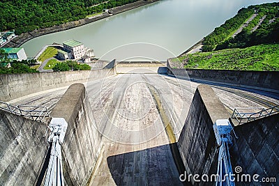 Shihmen Dam in Fuxing or Daxi District, Taoyuan, Taiwan. Stock Photo