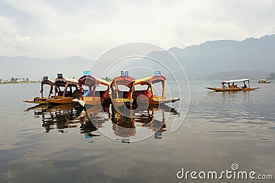 Shikara boats in Dal lake, Srinagar, Kashmir Editorial Stock Photo