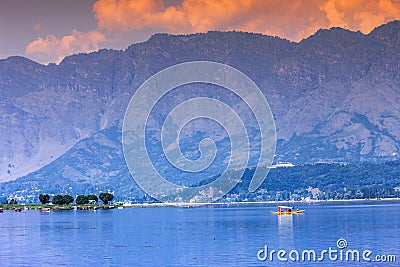 Shikara in dal lake of Srinagar, Jammu and Kashmir, India Stock Photo