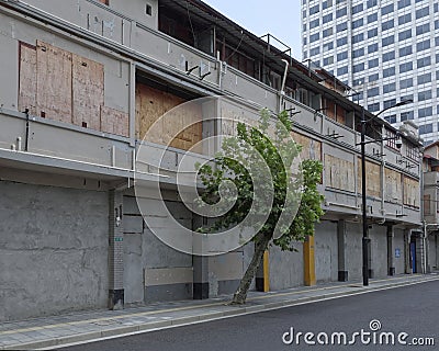 Shikumen buildings have been emptied and await demolition Stock Photo