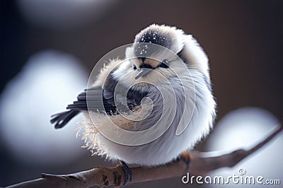 Snow fairy bird, known in Japan as the shima enaga Stock Photo