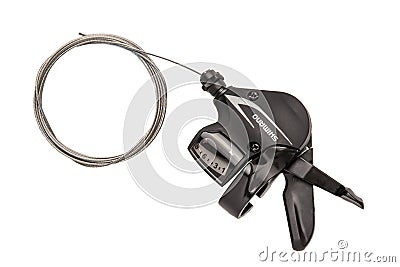Shimano Acera Series 8-speed Bicycle Rear Derailleur isolated on white background Editorial Stock Photo