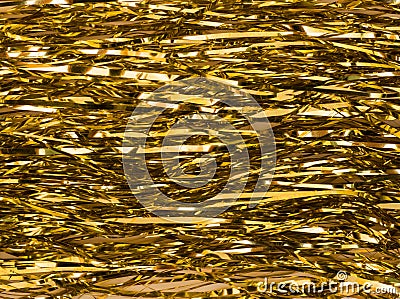 Shimmer shiny golden tinsel background Stock Photo