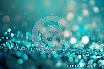 Shimmering Aqua Bliss: A Defocused Glitter Background Stock Photo