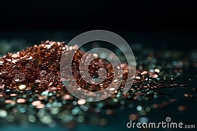 Shimmering Blend: Rose Gold and Deep Forest Green Abstract Background Stock Photo