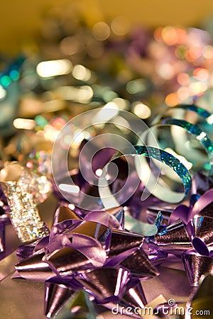 Shimmering Christmas Wrapping and Decorations Stock Photo